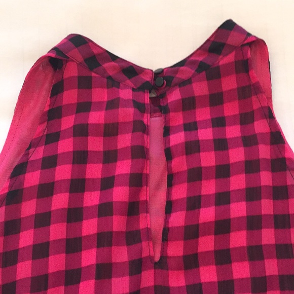 Xhiliration Blouse w/Ruffle Detail - Pink Plaid - Picture 5 of 7
